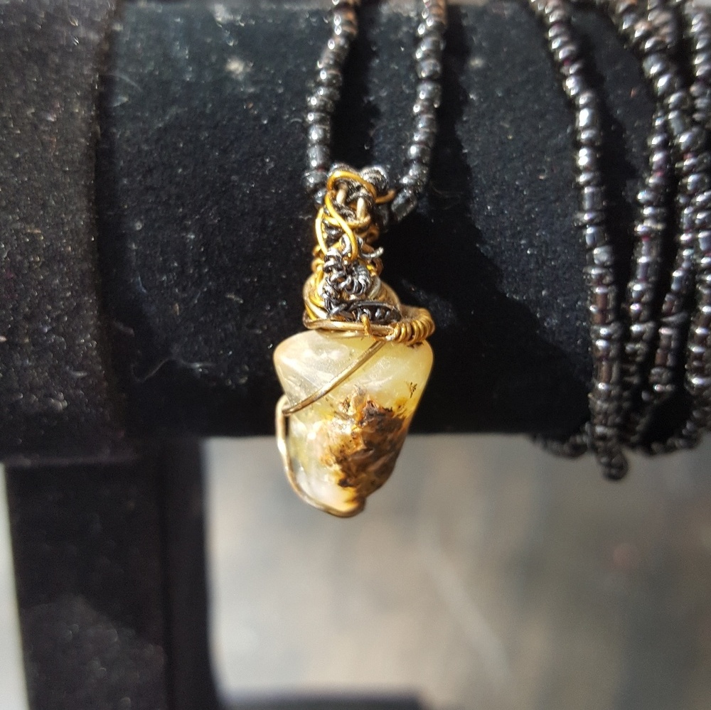 Wire wrapped semi precious stone necklace
